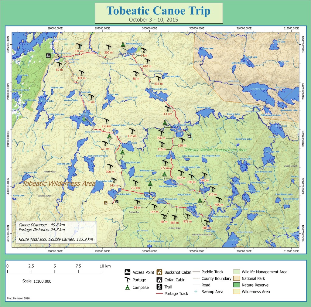 Tobeatic Canoe Trip Map - Oct 2015